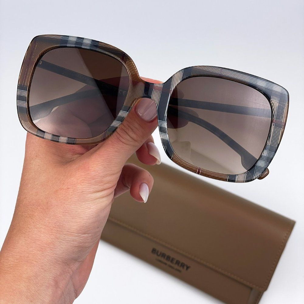 Burberry BE4323 400513 Sunglasses Check Brown Gradient Brown Square Women - Picture 4 of 12